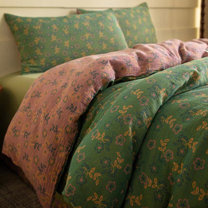 Parure de lit en gaze de coton à motif floral rustique (4 pièces) - image 2