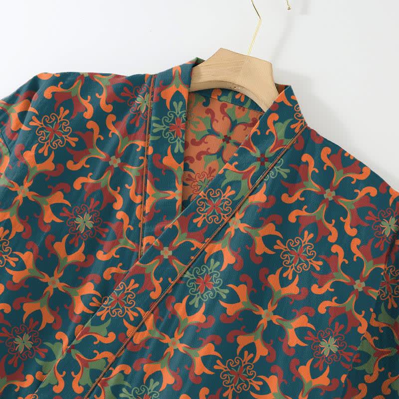 Ensemble de vêtements d'intérieur en kimono en coton à motifs géométriques - image 3