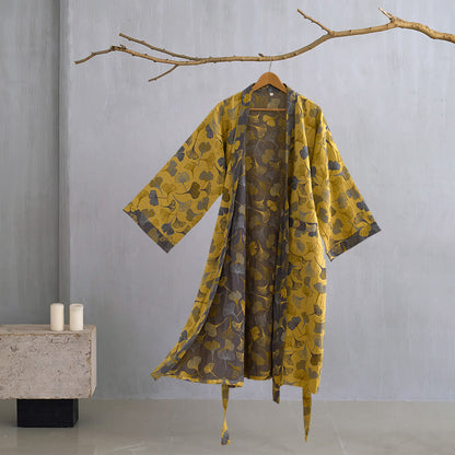 Peignoir kimono en gaze de coton « Ginkgo Biloba » - Jaune clair - XL - image 31