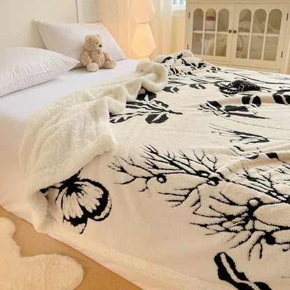 Couverture en jacquard avec motif arbre et papillon - image 6