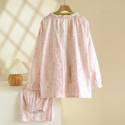 Ensemble de vêtements de détente kimono à rayures roses et fleurs - image 1