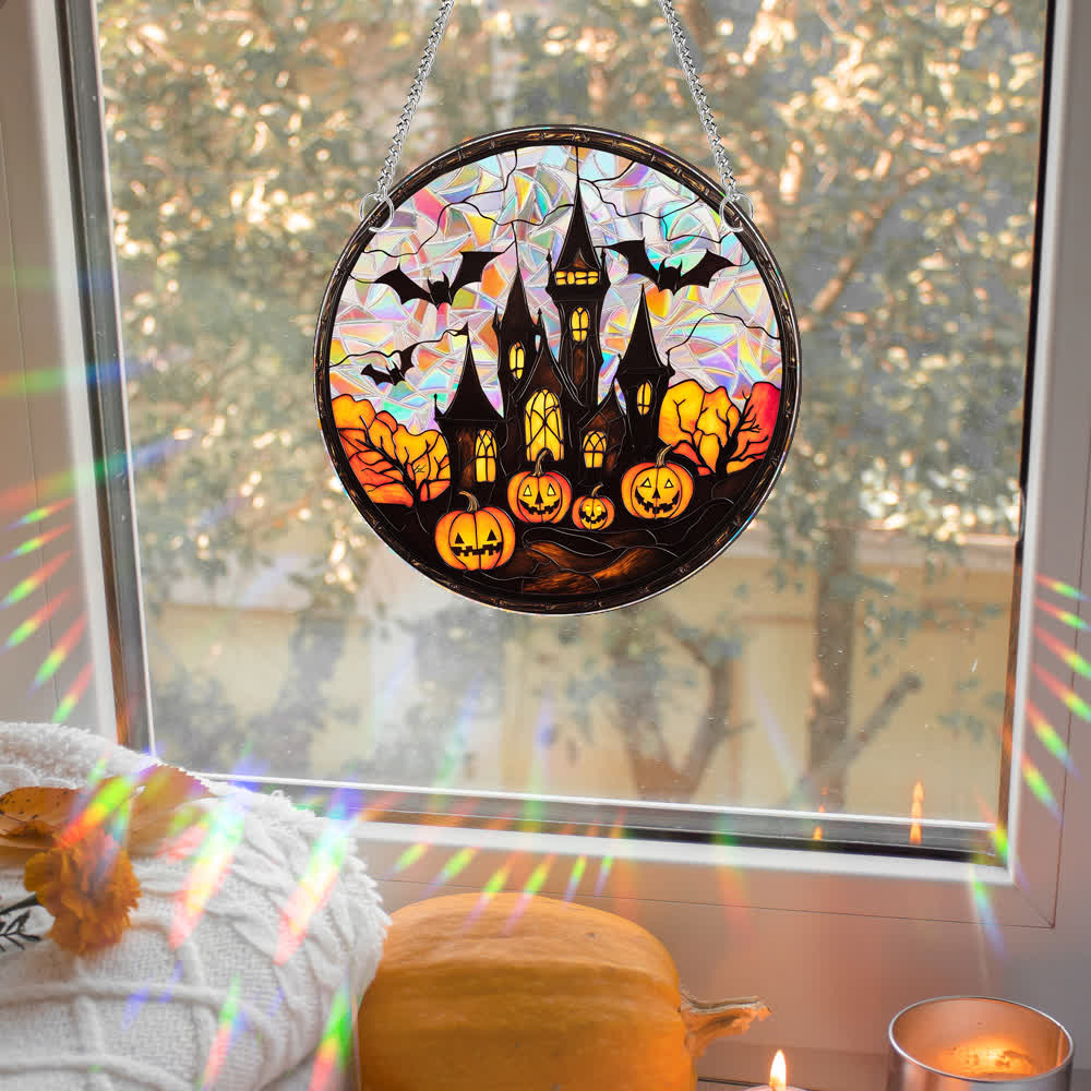 Décoration de fenêtre en forme de chauve-souris citrouille d'Halloween - image 1