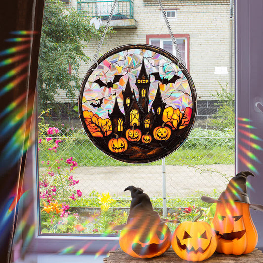 Décoration de fenêtre en forme de chauve-souris citrouille d'Halloween - 6 pièces - image 0