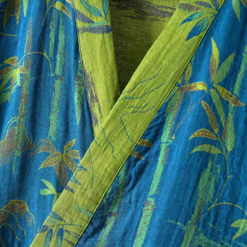 Peignoir kimono bicolore en gaze de coton bambou - image 19