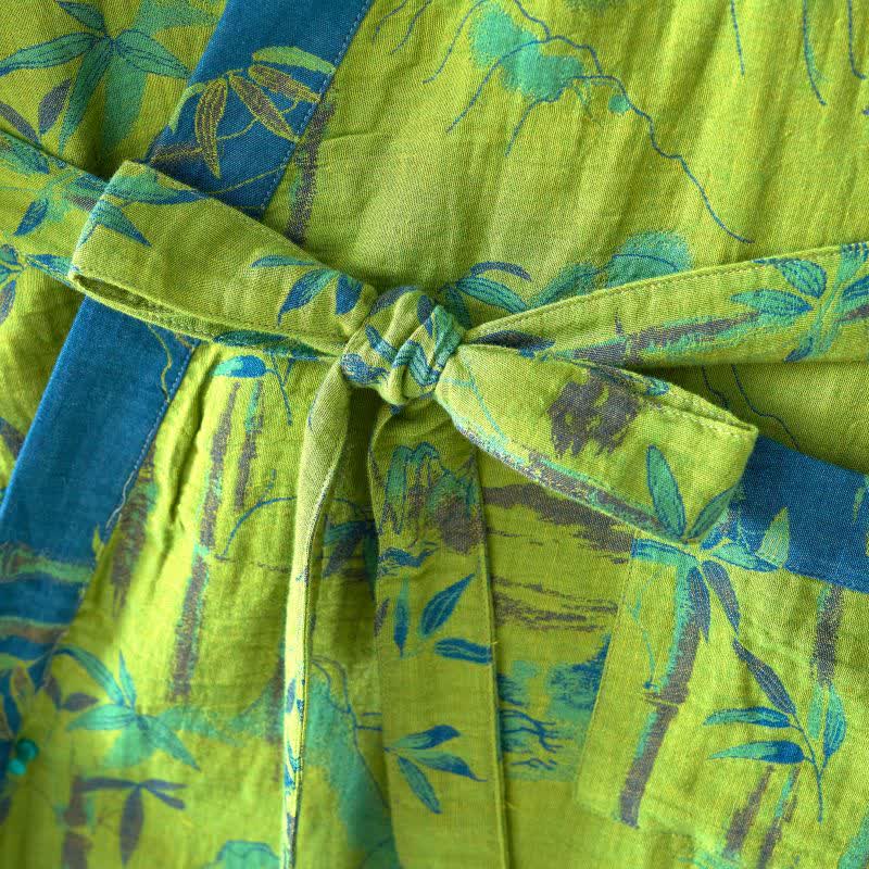 Peignoir kimono bicolore en gaze de coton bambou - image 9