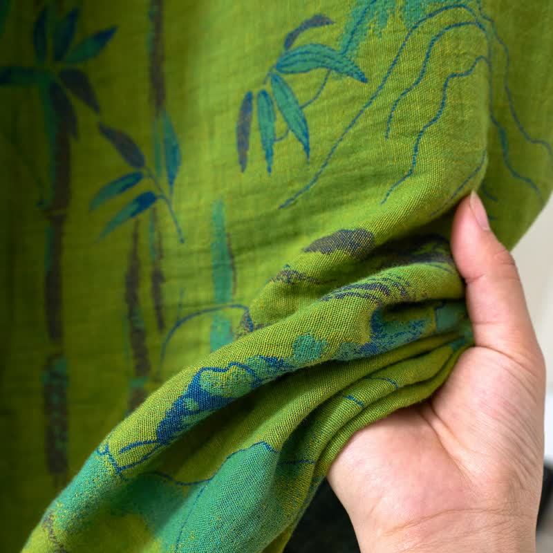 Peignoir kimono bicolore en gaze de coton bambou - image 12