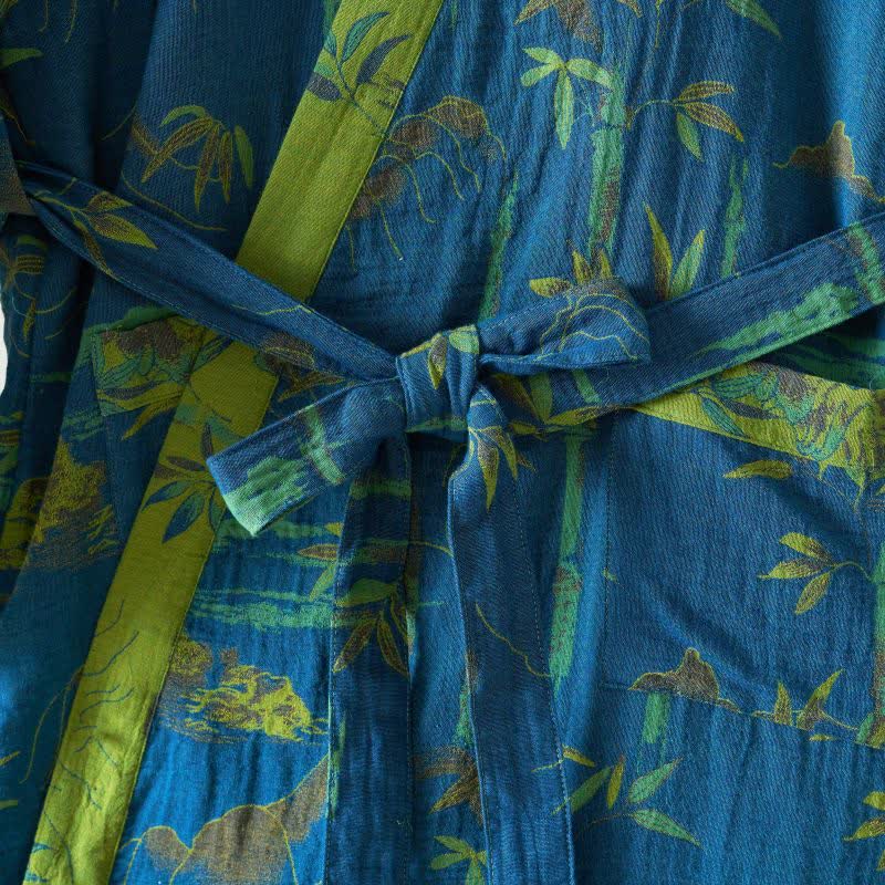 Peignoir kimono bicolore en gaze de coton bambou - image 21