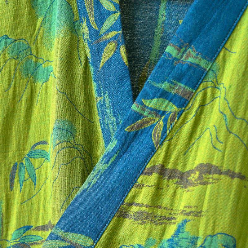 Peignoir kimono bicolore en gaze de coton bambou - image 8