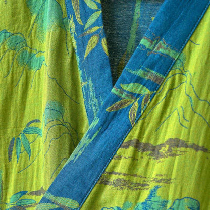 Peignoir kimono bicolore en gaze de coton bambou - image 8