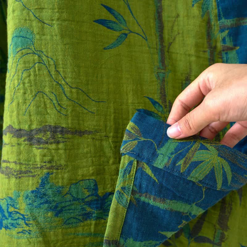 Peignoir kimono bicolore en gaze de coton bambou - image 11