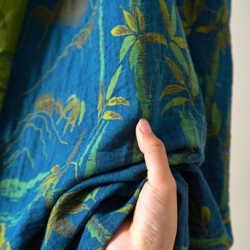 Peignoir kimono bicolore en gaze de coton bambou - image 23