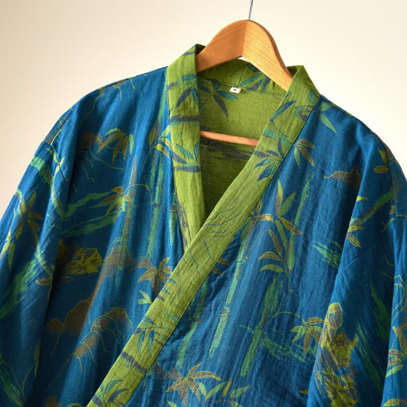 Peignoir kimono bicolore en gaze de coton bambou - image 18