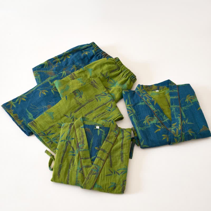 Ensemble de vêtements d'intérieur kimono en gaze de coton et bambou - image 1