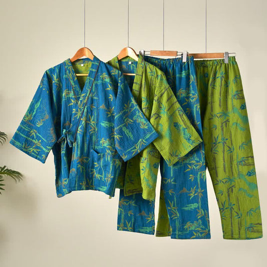 Ensemble de vêtements d'intérieur kimono en gaze de coton et bambou - image 0