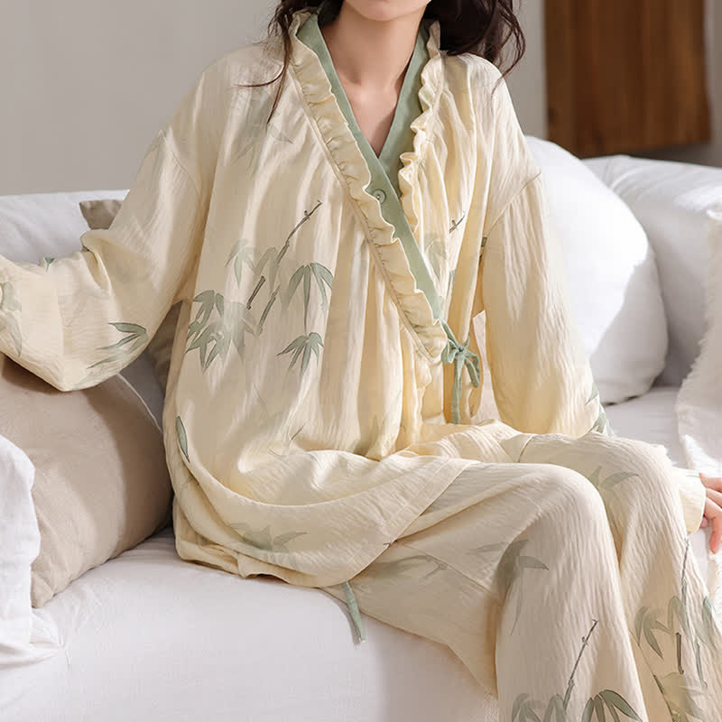 Ensemble de vêtements d'intérieur kimono en bambou Ink - image 3