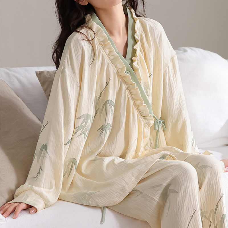 Ensemble de vêtements d'intérieur kimono en bambou Ink - image 4
