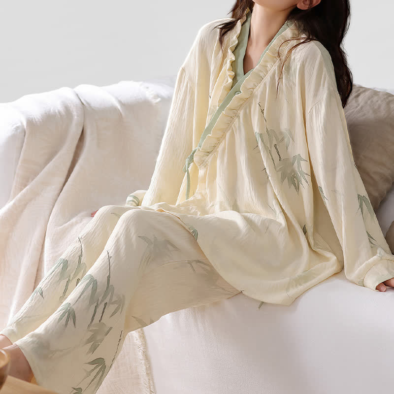 Ensemble de vêtements d'intérieur kimono en bambou Ink - image 5