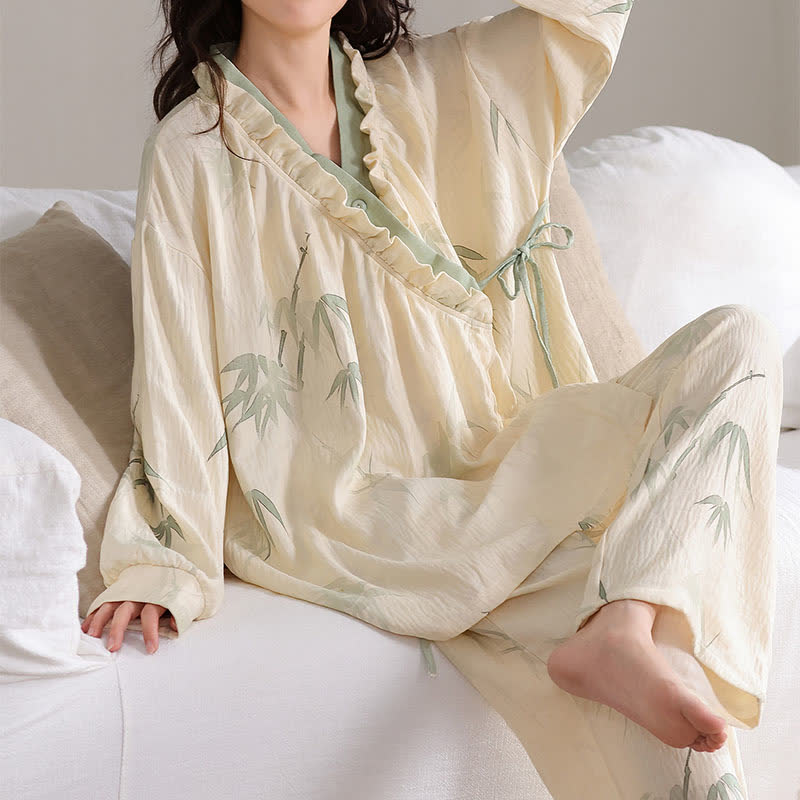 Ensemble de vêtements d'intérieur kimono en bambou Ink - image 2