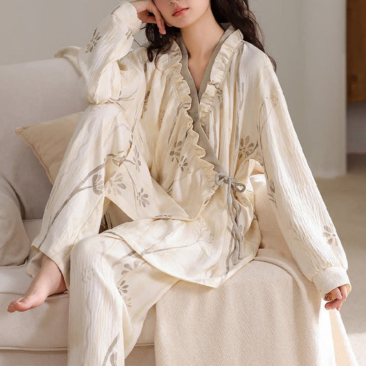 Ensemble de vêtements d'intérieur avec kimono floral artistique - 2XL - image 0