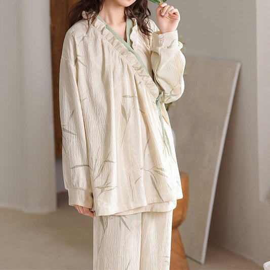 Ensemble de vêtements d'intérieur avec kimono et feuilles de bambou - 2XL - image 0