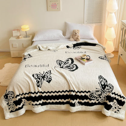 Couverture chaude en jacquard avec motif papillon - Plafond - 200cm x 230cm - image 0