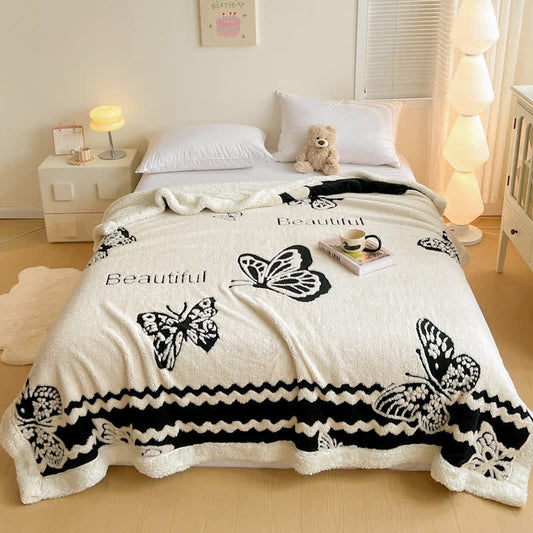 Couverture chaude en jacquard avec motif papillon - Plafond - 200cm x 230cm - image 0