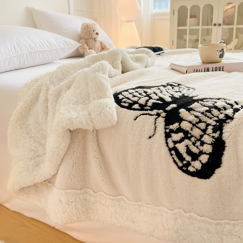 Couverture chaude en jacquard avec motif papillon - image 8