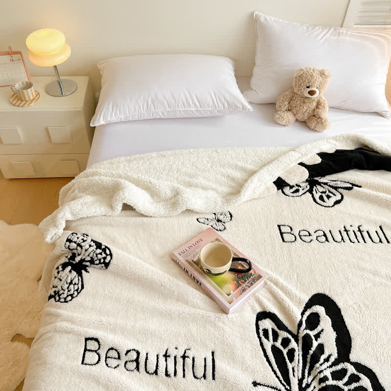 Couverture chaude en jacquard avec motif papillon - image 3