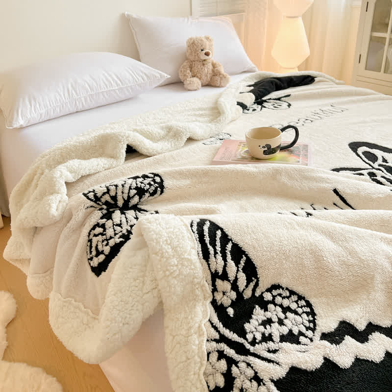 Couverture chaude en jacquard avec motif papillon - image 7