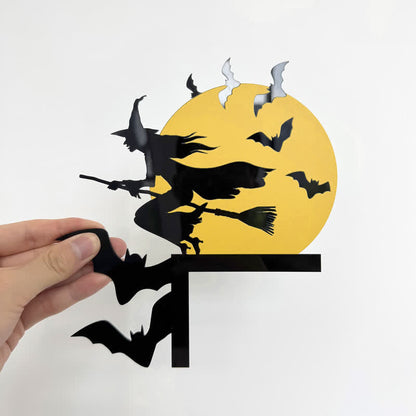 Décoration d'angle de porte d'Halloween Sorcière et chauve-souris - image 1