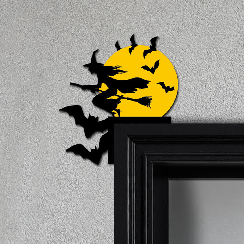 Décoration d'angle de porte d'Halloween Sorcière et chauve-souris - 3 PIÈCES - image 0