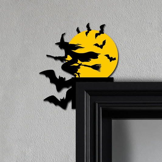 Décoration d'angle de porte d'Halloween Sorcière et chauve-souris - 3 PIÈCES - image 0