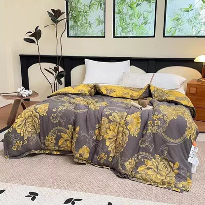 Couette jacquard luxueuse en gaze de coton avec motif pivoine - image 1