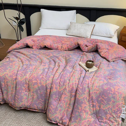 Couette papillon artistique en gaze de coton jacquard - Rose - Couette d'hiver - 220cm x 240cm - image 8