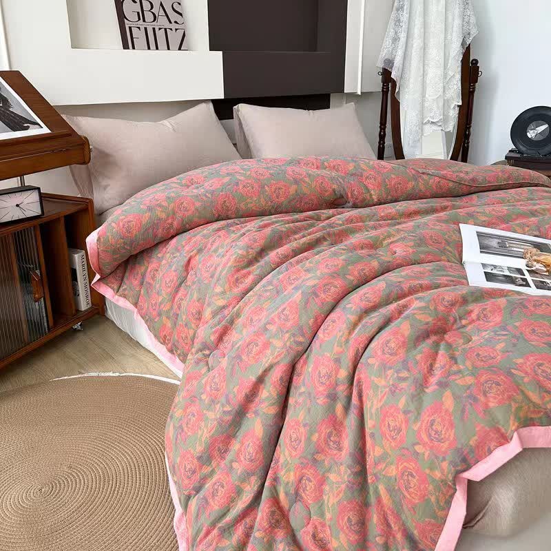 Couette rose en gaze de coton jacquard - image 5