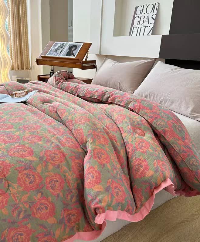 Couette rose en gaze de coton jacquard - image 2