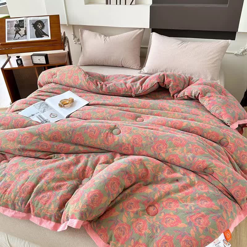 Couette rose en gaze de coton jacquard - image 4