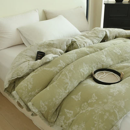 Couette en gaze de coton avec branche et papillons, jacquard - image 1