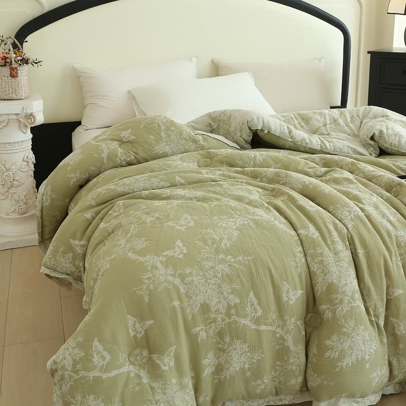 Couette en gaze de coton avec branche et papillons, jacquard - image 2