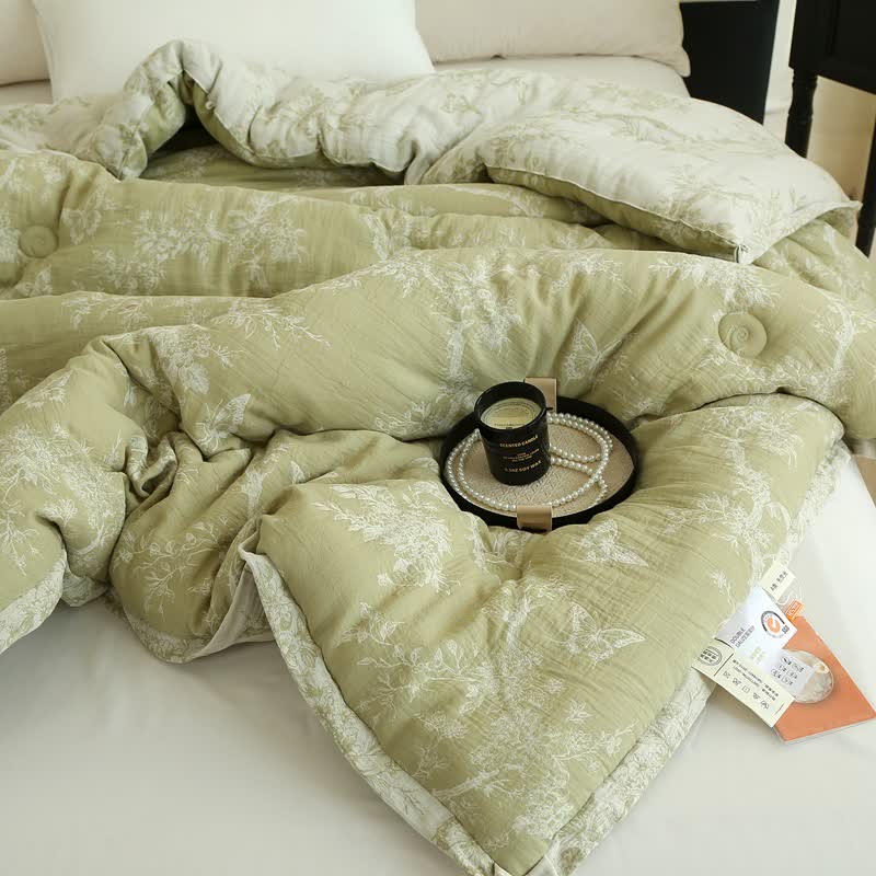 Couette en gaze de coton avec branche et papillons, jacquard - image 4