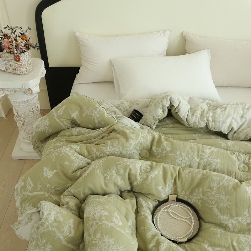Couette en gaze de coton avec branche et papillons, jacquard - image 5