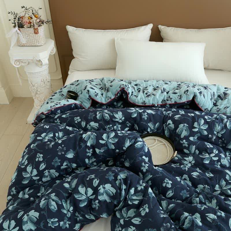 Couette jacquard en gaze de coton à fleurs Flourish - image 2