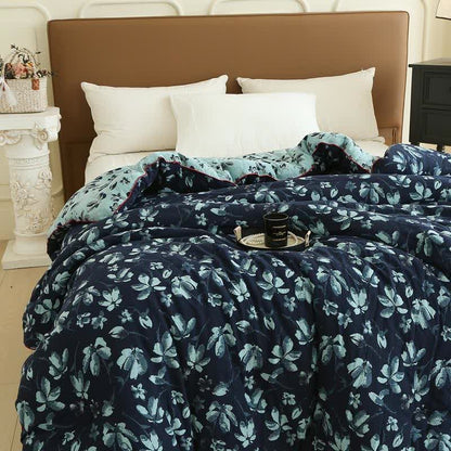 Couette jacquard en gaze de coton à fleurs Flourish - image 1