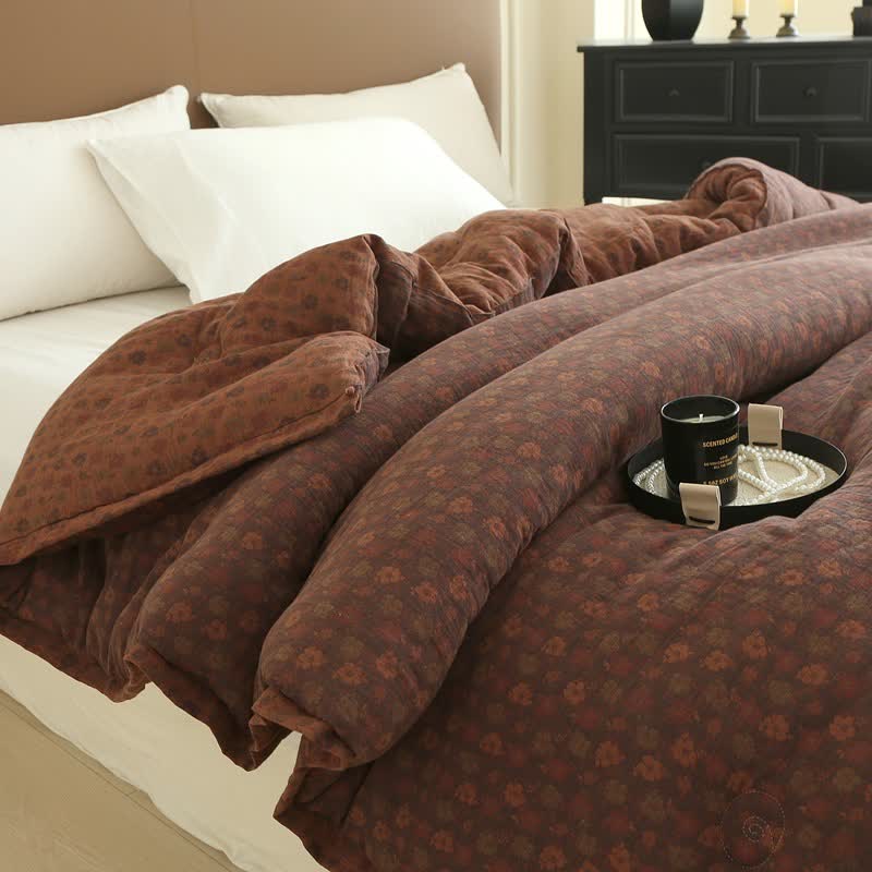 Couette florale rétro en gaze de coton jacquard - image 11
