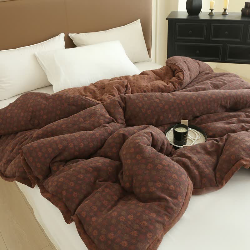 Couette florale rétro en gaze de coton jacquard - image 10