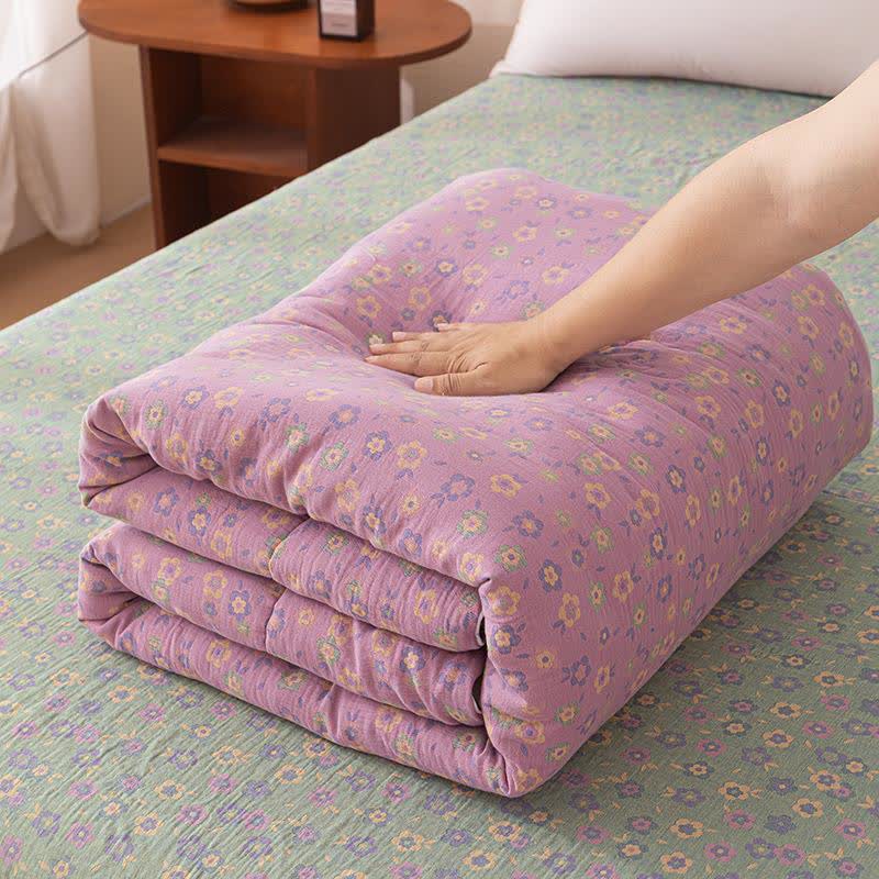 Couette jacquard en gaze de coton florale violette - Couette d'hiver - 200cm x 230cm - image 1