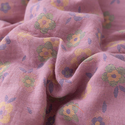 Couette jacquard en gaze de coton florale violette - image 4