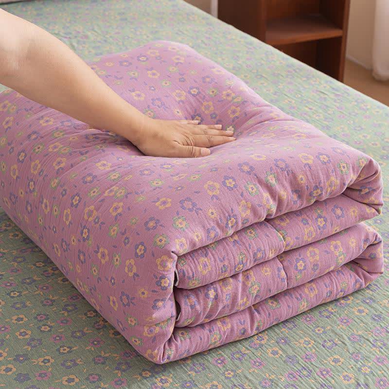 Couette jacquard en gaze de coton florale violette - image 3