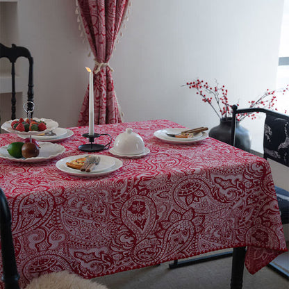 Nappe jacquard de style ethnique à motif cachemire - Rouge - 160cm x 160cm - image 0