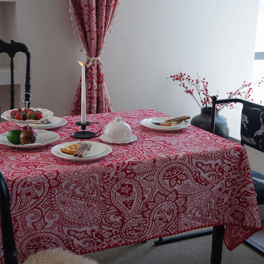 Nappe jacquard de style ethnique à motif cachemire - Rouge - 160cm x 160cm - image 0